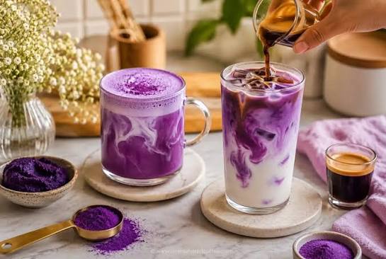 How to Make Ube Latte Recipe at Home Learn how to make an ube latte at home  with espresso, milk, ube halaya or ube extract, vanilla, and ice for a  creamy purple