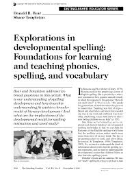Pdf Explorations In Developmental Spelling Foundations For