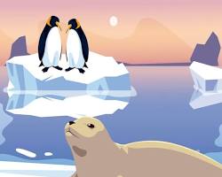 Imagem de Penguins and seals on an iceberg
