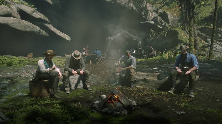 The sense of divide in the Beaver Hollow camp is no more recognizable than  in this photo : r/reddeadredemption