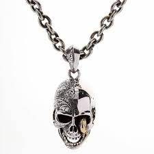 Biker Necklace Big Skull Necklace Worm Skull Chain Men S Necklace Biker Chain By Sterlingmalee In 2021 Skull Pendant Mens Silver Pendants Skull Necklace