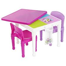 Tot Tutors 2 In 1 Pink Plastic Lego Compatible Activity Table And 2 Chairs Set Features A Play Surface Compatib Building For Kids Kids Table Set Activity Table