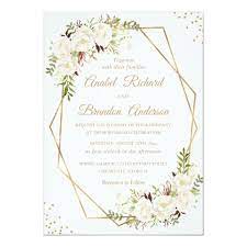 Floral Geometric Gold Frame Invitation Zazzle Com In 2021 Wedding Invitations Boho Wedding Invitations Floral Wedding Invitations
