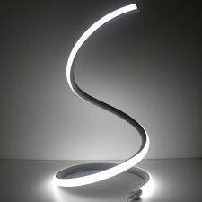 Skyeyarc Spiral Led Table Lamp Curved Led Desk Lamp Contemporary Minimalist Lighting Design Cool White Minimalist Lighting Design Led Table Lamp Led Desk Lamp
