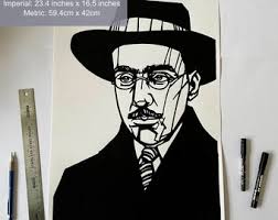FERNANDO PESSOA Original Ink Drawing, Large Scale Artwork
