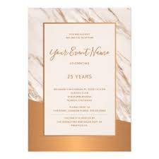 Marble Copper Formal Corporate Corporate Party Card Invitations Custom Unique Diy Personalize Occasions Davetiye