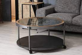 table basse horloge metal bois d90cm tables basses pier import