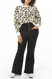 Plus Size Button Fly Flare Jeans