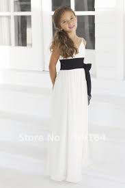 Elegant A Line White Chiffon Black Sash Long Junior Bridesmaid Dresses Fb133 89 97 Chiffon Flower Girl Dress White Flower Girl Dresses Flower Girl Dresses