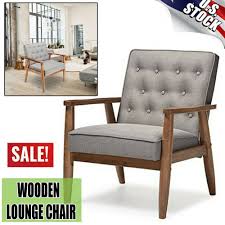 Club Chair Mid Century Retro Modern Solid Wood Fabric Lounge Chair Furniture In 2020 Fabric Lounge Chair Mid Century Chair Lounge Chair