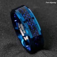 details about 8mm blue tungsten carbide ring carbon fibre black celtic dragon mens jewelry