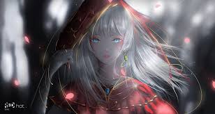 Anime girls adds sweet feelings, tenderness, kindness, and happiness within any given anime series. Pretty Anime Girl White Hair Blue Eyes Gloves Earring Red Hood Petals Hd Wallpaper Peakpx