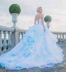 Vintage gothic wedding dresses long sleeve sky blue tulle medieval bridal gowns. Color On White 20 Beautiful White Wedding Dresses With A Touch Of Color Praise Wedding Unique Wedding Dresses Color Victorian Wedding Dress Wedding Dresses Unique