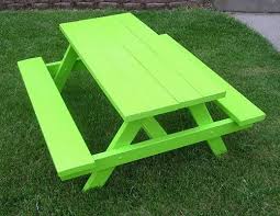 Children S Picnic Bench Lime Green 4 Foot 150 00 Via Etsy Picnic Bench Kids Picnic Picnic Table