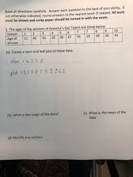 Solved Read All Directions Carefully Answer Each Question Chegg Com