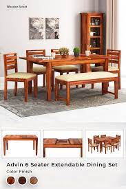 Iona 8 seat large dining table, solid pine and pebble grey. Buy Advin 6 Seater Extendable Dining Set Teak Finish Online In India Wooden Street Dining Room Simple Dinning Table Design House Interior Decor