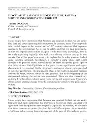 Pdf Punctuality Japanese Business Culture Railway Service And Coordination Problem