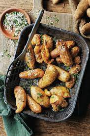 Kipfler Potatoes And Celery Leaf Salt Recipe Food For Thought Side Dishes Potatoes