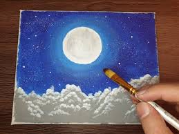 رسم القمر مع الغيوم باستخدام الوان اكريليك draw the moon with clouds using acrylic colors youtube painting acrylic painting art