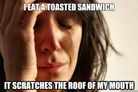 I Eat A Toasted Sandwich It Scratches The Roof Of My Mouth First World Problems Quickmeme