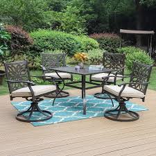 These two aspects impact how your room looks and how. 5pc Patio Set With 37 Metal Table Extra Wide Swivel Chairs With Cushions Captiva Designs Target