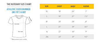 Crossrunner Dri Fit T Shirt Printing Size Chart Thenoteway