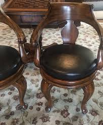 Item 27 Maitland Smith Game Table 31x27x30 H And 2 Leather Swivel Maitland Smith Chairs 24x25x Wooden Rocking Horse Classic Rugs Leather Recliner Chair