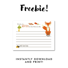 Delightful free printable baby shower games to play and entertain your guests while you host a party to celebrate the arrival of a new baby boy or girl. Free Baby Shower Woodland Fox Activity Advice For Mom To Be Instant Download Printable Baby Shower Printables Baby Shower Woodland Confidence Kids