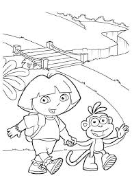 Dora And Boots Want To Walk Across The Bridge Coloring Pages Dora The Explorer Coloring Pages Kidsdrawi Coloring Pages Dora Coloring Cartoon Coloring Pages