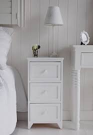 Maine White Wooden Bedside Table With 3 Drawers For Storage White Bedside Table White Bedside Cabinets Small Bedside Table