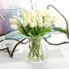 Pretty little vase of artificial flowers floral arrangement pink white blush purple green faux flowers small mothers day gift country style. Hot Sale Handmade Silk Fake White Tulip Artificial Flower In Glass Vase Buy Tulip Artificial Flower Glass Tulip Flower White Tulip Flower Product On Alibaba Com