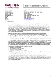 School Context Statement Hamilton Secondary College