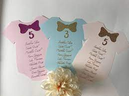 Amazon com elegant flower table numbers 5 x 7 printed. Baby Shower Seating Chart Baby Shower Place Cards Onesie Etsy Baby Shower Place Cards Seating Chart Wedding Party Seating