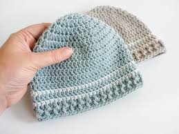 This pattern is available for free. Easy Striped Crochet Baby Hat Pattern Dabbles Babbles