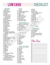 Low Carb Diet Grocery Shopping Checklist Pdf Printable Low Carb Grocery No Carb Diets Carbs
