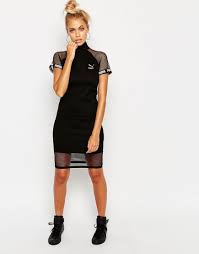 Image 4 Of Puma Black Bodycon High Neck Dress With Mesh Inserts Asos Bodycon Dress Sport Dress Fashion