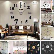 modern 3d diy large wall clock mirror surface sticker home room decor art design dekor tasarim oda dekorasyonu