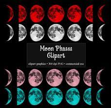 Moon Phases Clipart Watercolor Moon Clip Art Graphics Etsy Watercolor Moon Clip Art Moon Phases