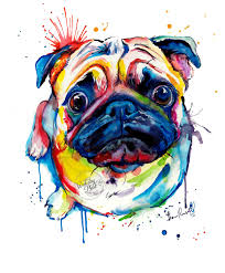 Dibuja dos círculos que serán la base para el cuerpo del pug. Colorful Pug Art Print Print Of My Original Watercolor Etsy Pintura Perro Arte Del Perro Tatuaje Pug
