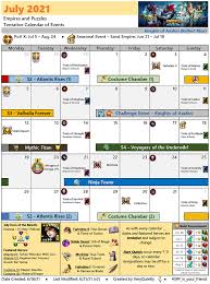Monthly calendars and planners for every day, week, month and year with fields for entries and notes; Latest Player Guides Topics Empires Puzzles Community Forum