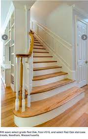 White Oak Treads Painted Rise Oak Stairs Wide Plank Flooring Hardwood Stairs