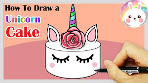 How To Draw Unicorn Cake Step By Step Cute Drawings Unicorn Cake Cute Food Drawings Cake Drawing