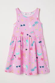 Sleeveless Jersey Dress Pink Patterned Kids H M Us Cute Little Girl Dresses Baby Girl Dresses Little Girl Dresses