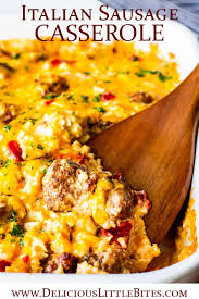 Italian Sausage Casserole Is A Spicy Cheesy Combination Of Slices Of Hot Ital Italian Sausage Casserole Italian Sausage Recipes Ground Italian Sausage Recipes