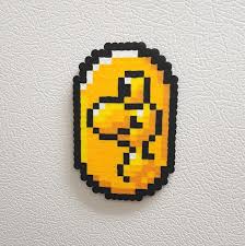 Mario Perler Yoshi Dragon Coin Super Mario World 8 Bit Etsy Perler Bead Art Pixel Art Bead Art