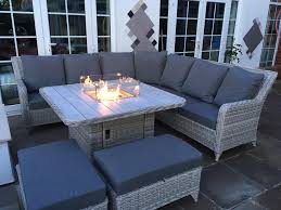 Get free shipping on qualified fire pit tables or buy online pick up in store today in the outdoors department. Meghan Luxury Rattan Corner Dining Set With Gas Fire Pit Jj Rattan