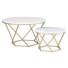 Poly & bark signy coffee table. Pemberly Row Nesting Faux Marble Top Round Coffee Table Set In White Gold Pr 1849615