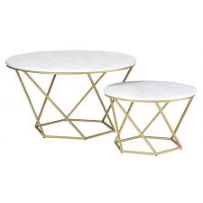 Living room center table faux marble coffee table designs. Pemberly Row Nesting Faux Marble Top Round Coffee Table Set In White Gold Pr 1849615