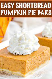 Tangy, creamy, spiced, and sweet, this cream cheese frosting is the perfect partner for our pumpkin bars. Pumpkin Pie Bars With Shortbread Crust The Chunky Chef
