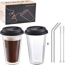 Not in the sense that you could turn it upside down (since it's an open mouth design), but the sides of the lid hold up great. Buy Dictea Glass Travel Coffee Mug Reusable Double Wall Thermo Insulated On The Go Tumbler 12 Oz Black 2 Pack Online In Indonesia B08sjcj25g